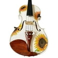 thumbnail image 2 of Sunflower White Glitter Violin Outfit w white carbon fiber bow case rosin strings pearl fine tuners set up, 2 of 7