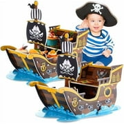2 Pcs Pirate Birthday Party Decorations Ship Cupcake Stand Holder Cake Decorations for Pirate Themed Favors