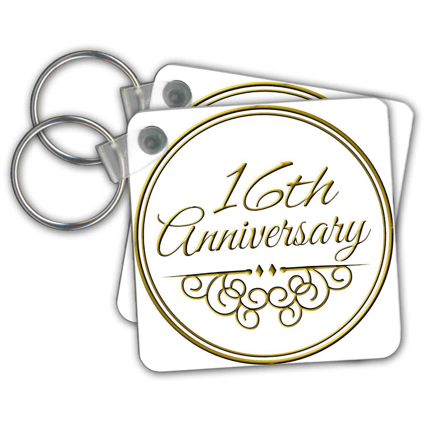 3dRose 3dRose 16th Anniversary gift gold text for