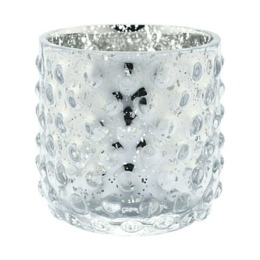 CC Home Furnishings 4" Silver Colored Hand Blown Glass Tea Light Candle Holder