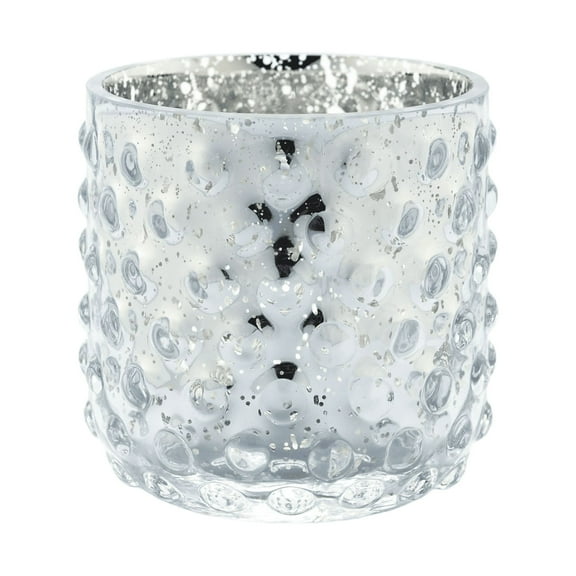 CC Home Furnishings 4" Silver Colored Hand Blown Glass Tea Light Candle Holder