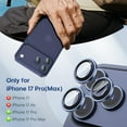 thumbnail image 2 of WeLife Compatible with iPhone 17 Pro Max / iPhone 17 Pro Camera Lens Protector, Individual Anti Scratch Metal Ring Tempered Glass Camera Screen Protector (Deep Blue), 2 of 7