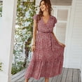 thumbnail image 2 of Robe d'Été Longue à Motif Floral : Robe Bohème Élégante à Col en V, Robe de Plage Décontractée pour Femme, 2 of 4