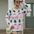 thumbnail image 2 of Chandail de Noël pour Femmes Cardigan Chaud Imprimé Col Rond Blouse Tricotée Mode Chandail Mi-Longue Fermeture Extérieure Tricot Décontracté Moelleux, 2 of 7