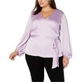 thumbnail image 3 of I-n-c Womens Belted Blouson-Sleeve Wrap Blouse - 2X, 3 of 5