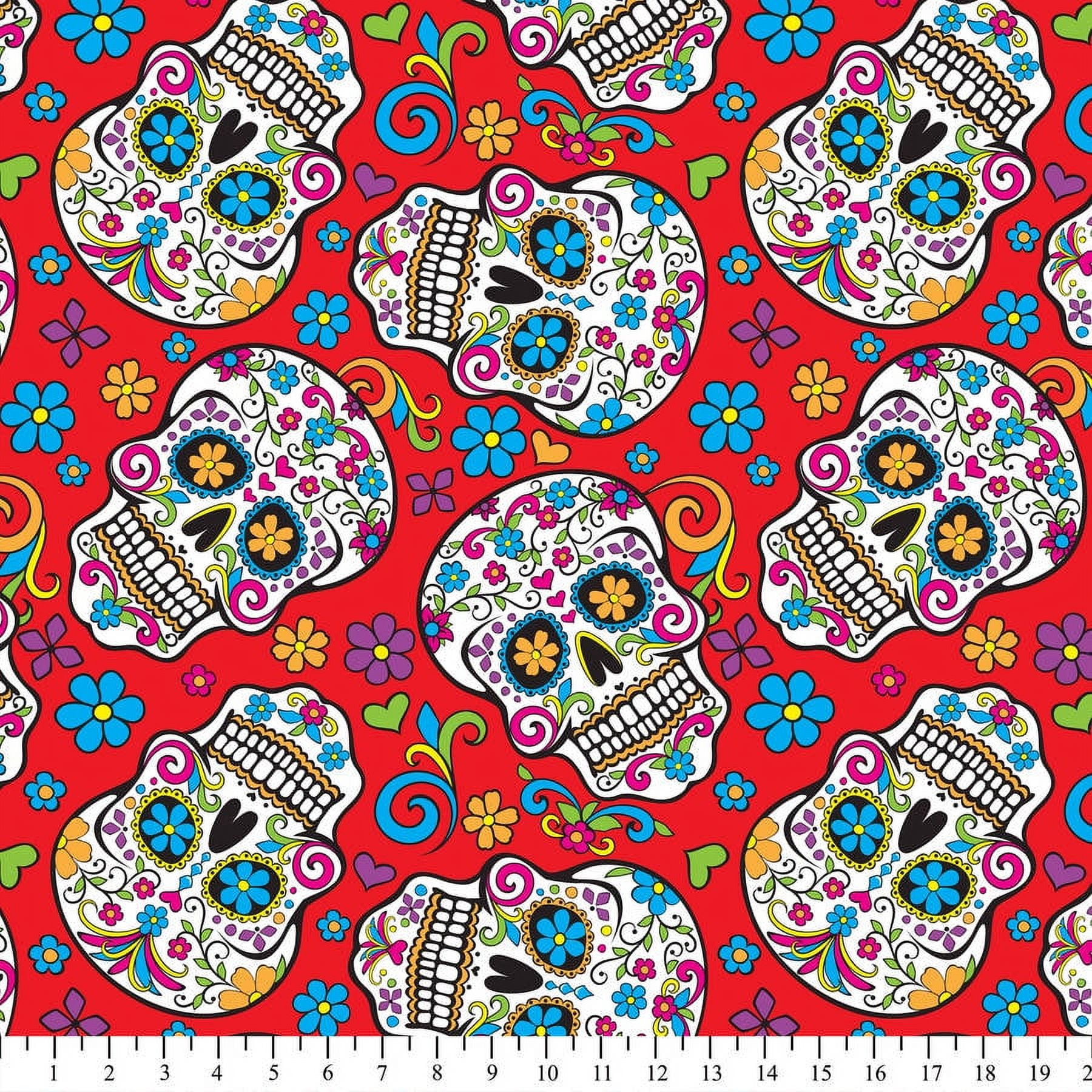 David Textiles Folkloric Skulls 44" Cotton Fabric