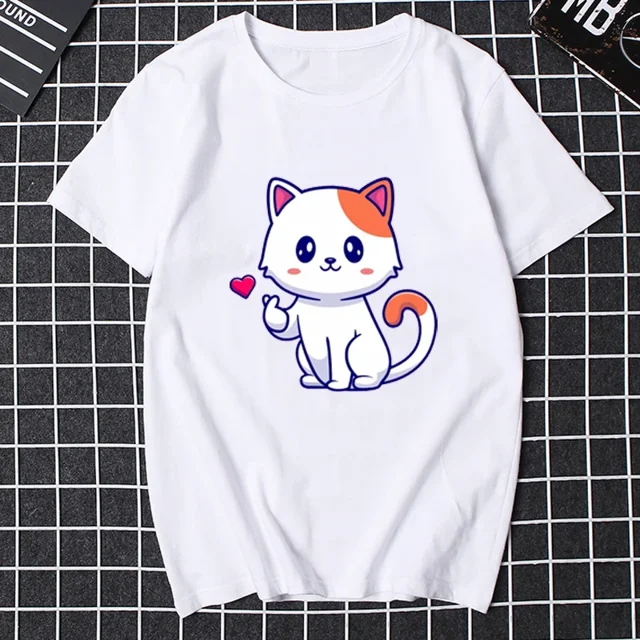 Pareja de Corgis y Gatos Lindos, Ropa Kawaii, Día de San Valentín, Novio, Novia, Camisetas con Gráficos de Dibujos Animados, Ropa Estética