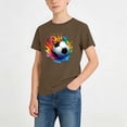 thumbnail image 2 of DJDLJWCJ Boys Crewneck T-shirt Soccer Graphic Printed Short Sleeve Shirts Stretch Soft Summer Lightweight Athletic Sports Shirts Brown Size 11-12 Years, 2 of 8