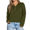 thumbnail image 2 of Naotn Womens Oversized Button Collar Hoodies Long Sleeve Hooded Pullover Sweatshirts Fall Casual Drop Shoulder Cropped Tops, 2 of 6