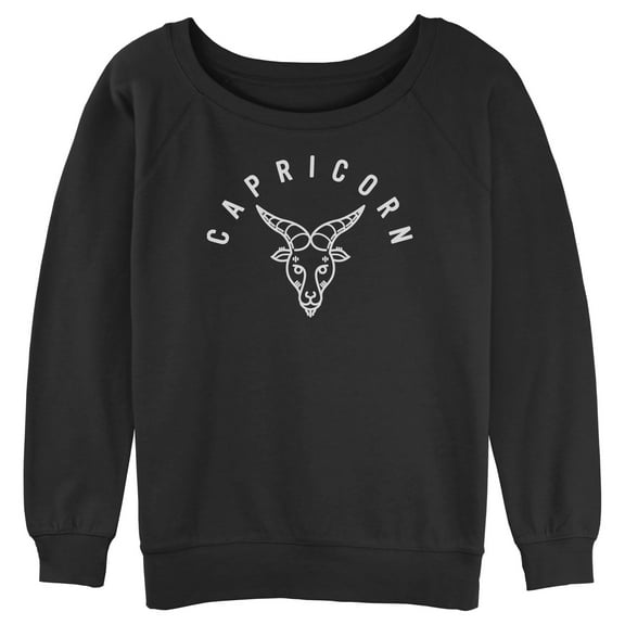 Junior's Lost Gods Zodiac Capricorn Line Symbol  Sweatshirt Black 2X Large