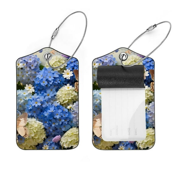 PhooArto 2 PCS Luggage Tag for Suitcase Bag Tags for Backpacks Baggage Handbag School Instrument Tag Label, Daisies Floral Butterflies Print