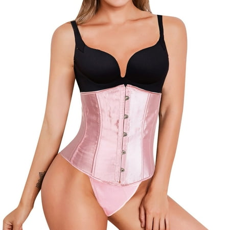 

JDEFEG Bra Set Women s Camisole Tops Women Leather Shapewear Lace Up Back Contrast Lace Corset with Thong Body Shaper Bodysuit Full Underwear Women Push Up Bras for Women Polyester Pink Xs