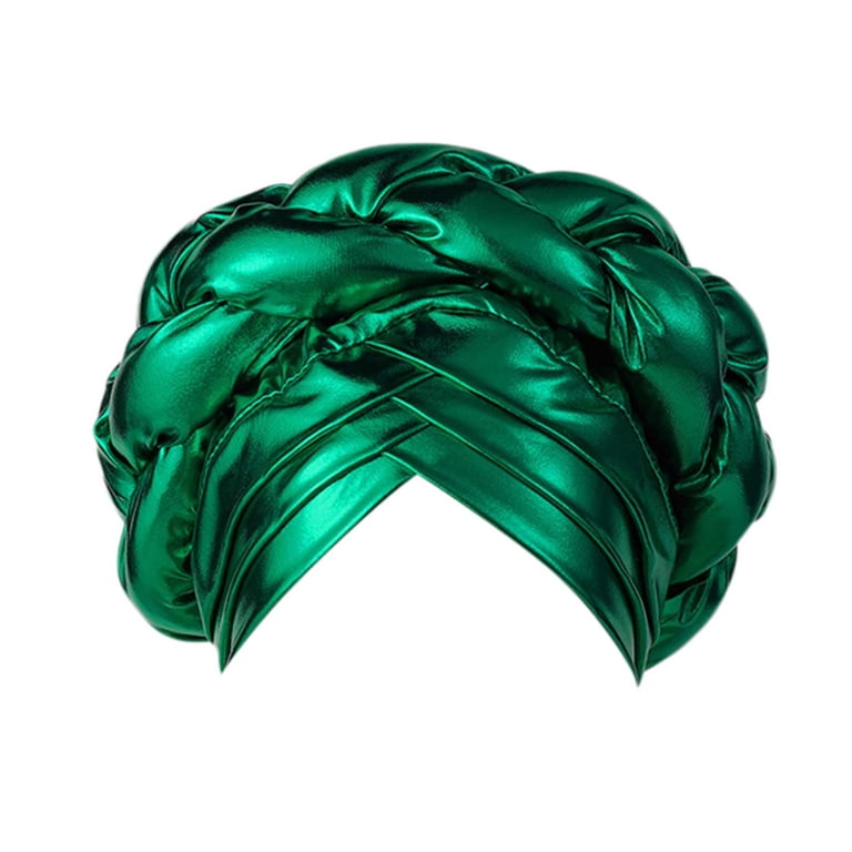 Kelon Two-Tone Beaded Braid Turban Cap, Soft Milk Silk 