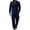 Navy, variant on Miqool Mens 2 Piece Outfits Linen Stand Collar Long Sleeve Shirt Loose Workwear Pants Matching Set Casual Loungewear Tracksuit S‑3XL