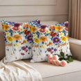thumbnail image 2 of Spring Flowers Outdoor Waterproof Pillow Covers, Vintage Colorful Spring Vine Floral Leaf Decorative Square Throw Pillowcase Sofa Cushion Sham for Patio/Couch/Chair, 24"x24" 2 Pack, 2 of 8
