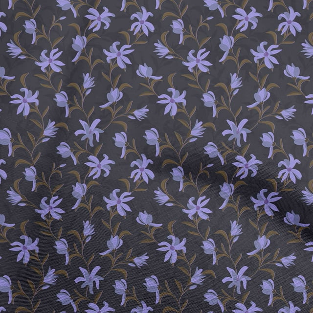 oneOone Tissu en Rayonne Bleu Floral Rétro Matériel de Couture Imprimé Tissu au Mètre 56 Pouces de Large
