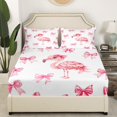 thumbnail image 3 of Erosebridal Pink Bow-Tie Bed Sheets Set Twin Size, Flamingo Bed Sheets Twin, Cartoon Wildlife Decor, 3 of 7