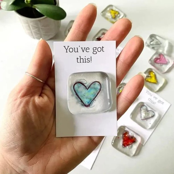 Ficha de bolsillo de corazón de resina fundida, tarjeta de felicitación, tarjetas de bolsillo, cumpleaños, boda, San Valentín, mamá, mujer