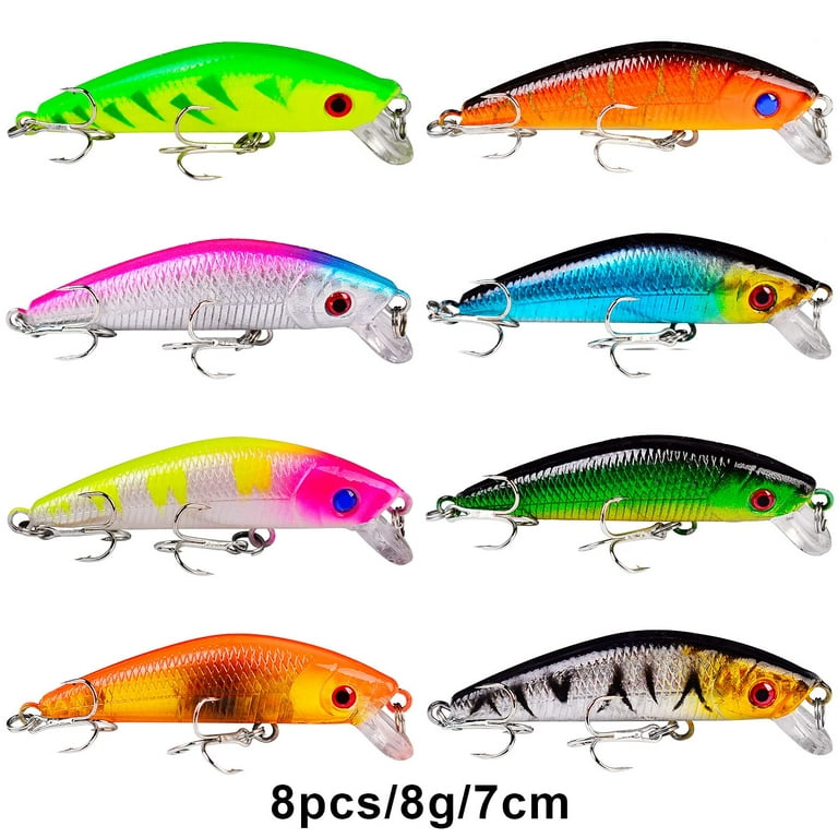  TopHomer Pack of 10 Hard Minnow Fishing Lures Set Plastic  Fishing Hard Baits Set Topwater Lures Kit Bass Crankbait Swimbaits for  Pikes Trout Walleye Redfish Tackle with Hook : Sports