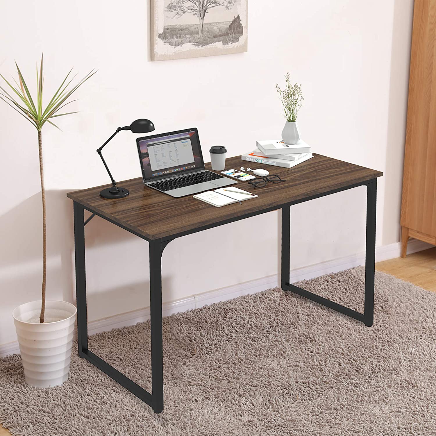 IGUOHAO 39 Inch Computer Desk, Modern Simple Style Desk for Home Office, Easy Assembly, Rustic
