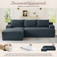 thumbnail image 5 of Muumblus L-Shaped Modular Sectional Sofa with Chaise, Boneless Deep Seat Cloud Couch, No Assembly Corduroy Sleeper Sofa for Living Room, Dark Gray（Left Facing Chaise）, 5 of 11