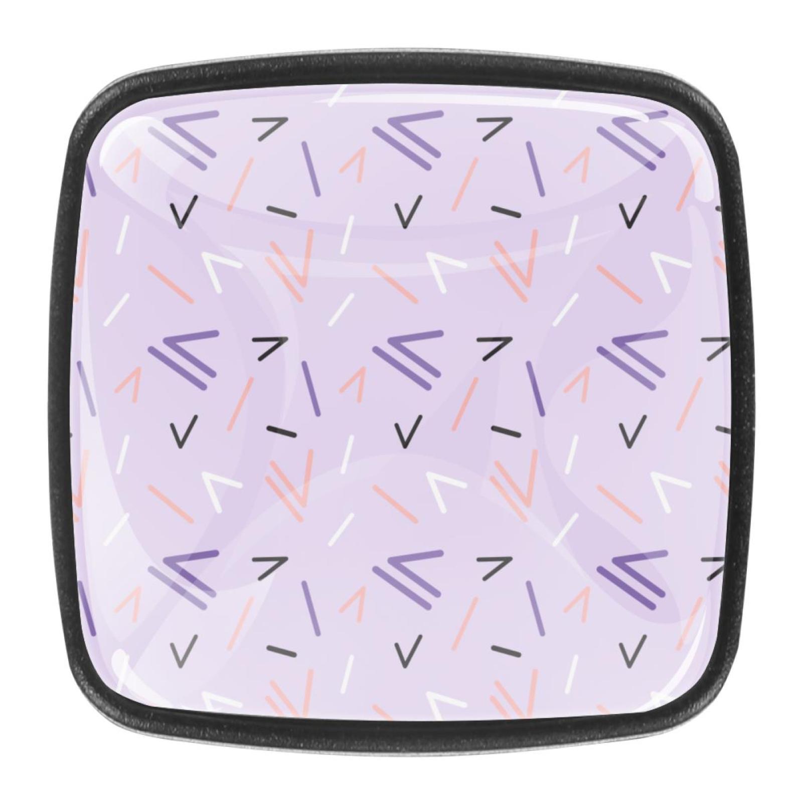 Ownta Lilac Memphis Pattern Square Glass Drawer Handles Knobs Pulls