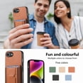 thumbnail image 6 of Case for iPhone 16e Back Wallet Case, Carbon Fiber PU Leather Case with Card Holder Slots Hidden Stand Protective Phone Cover Compatible for iPhone 16e, Brown, 6 of 10
