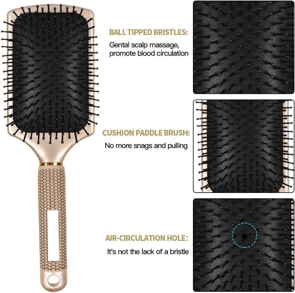 Complete Curly Hair Brush Set 8Pcs: Round & Paddle Brushes for Detangling Wet Thick Hair