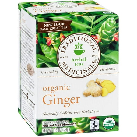 TRADITIONAL MEDICINALS supplément à base de plantes gingembre biologique Thé, 16 comte, .85 oz (Pack de 3)