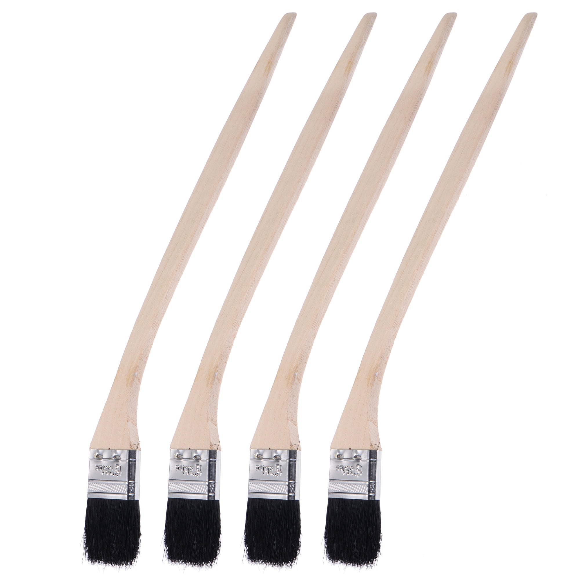 Uxcell 16' Length 1.5' Width Bristle with Long Wood Handle Black Bent Radiator Paint Brush 4Pack
