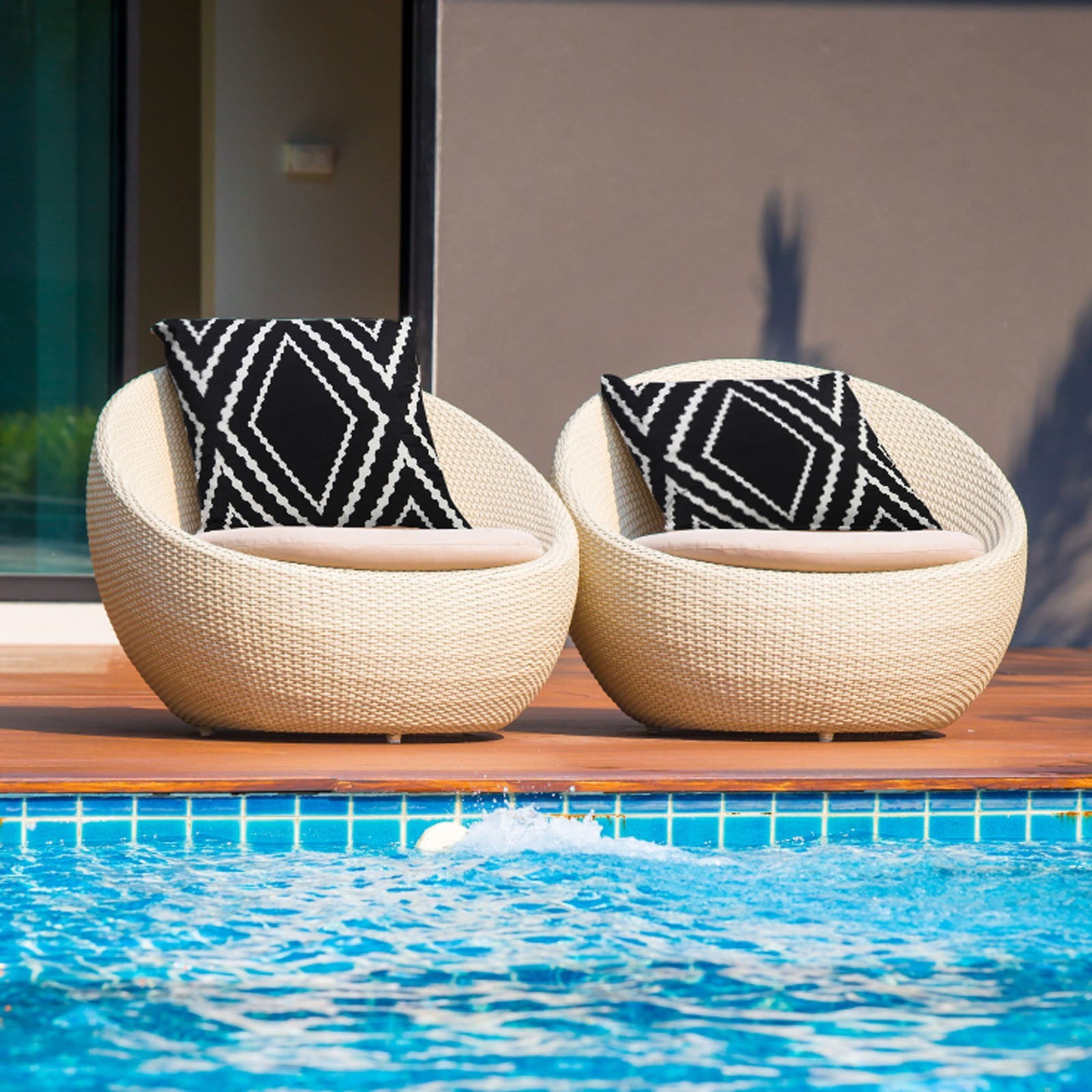 Heiheiup Outdoor Boho Throw Pillow Covers Geometric Pillow Cases For Patio Garden Set Of 2 18 X 18 Inches Walmart