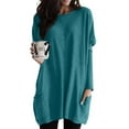 thumbnail image 4 of YEJIMAN Long Sleeve T-shirt, Blue Cute T Shirts, Women's Round Neck Long Sleeve Tops Plus Size Shirts Lightweight Sweatshirts Loose Casual Tunic with Pockets Blouses, Big & Tall, 4 of 6