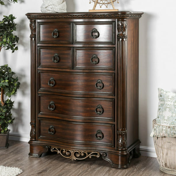Furniture Of America Davidson Traditional Wood Carved Dresser