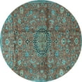 thumbnail image 1 of Ahgly Company Indoor Round Medallion Light Blue Traditional Area Rugs, 8' Round, 1 of 4