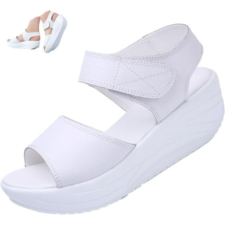 Women s Open Toe Platform Muffin Sandals Causal Lightweight Comfy Adjustable Ankle Backstrap Orthotic Cushion Wedge Shoes