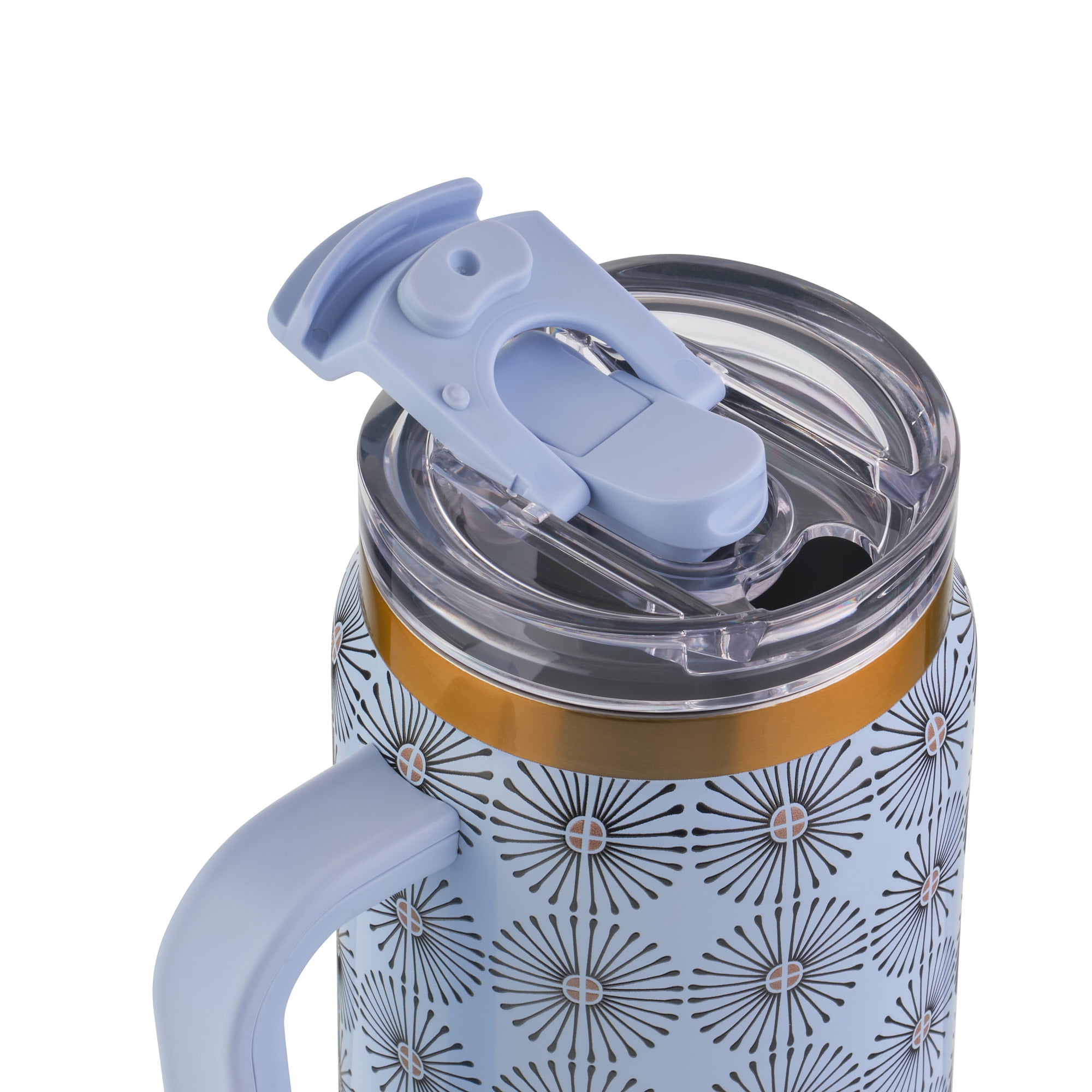 Thyme & Table 32oz Stainless Steel Luna Tumbler with Handle and Dual Straw Lid, Blue Star