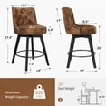 thumbnail image 2 of Dycanpo 26" Swivel Counter Height Bar Stools Set of 2 with Back Faux Leather for Home Kitchen, Brown, 2 of 11