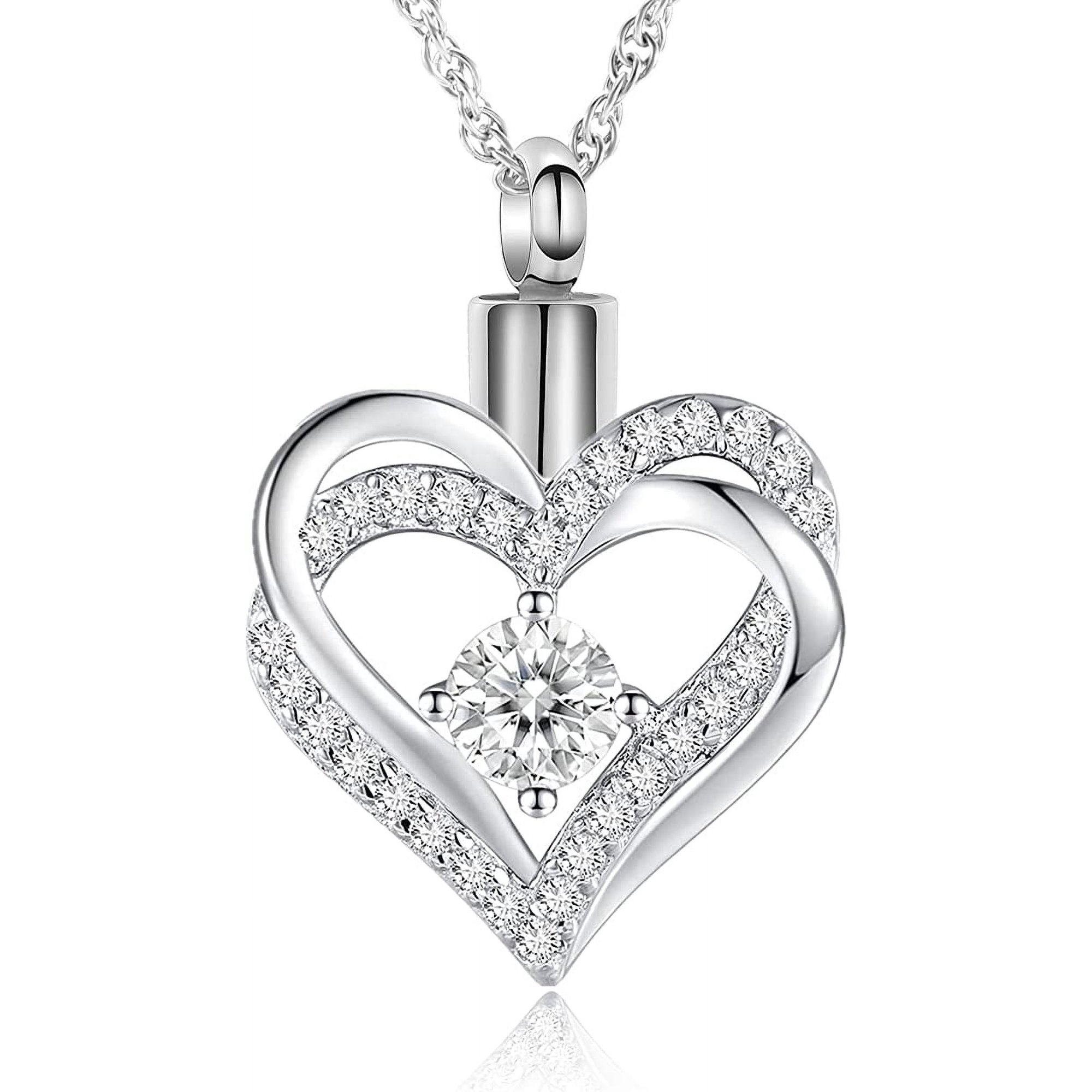 Cremation Jewelry Heart Urn Necklace for Ashes for Women Gilrs Memorial Keepsake Birthstone Pendant