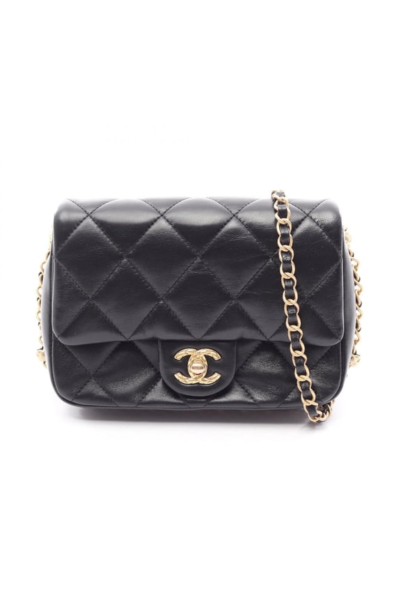 Pre-Owned Chanel Matelass Small Flap Shoulder Bag/Handbag, Lambskin Leather, Women's, Black