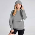 thumbnail image 2 of Dezsed Hoodies for Girls Casual Long Sleeve Pullover Tops Solid Color Hooded Sweatshirt Fall Outfits 120 Gray, 2 of 5