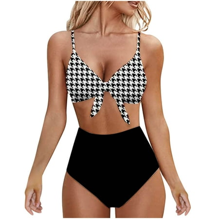 

Finelylove Swimsuits For Women Lightly Lined Sport Bra Style Bikini Black XL