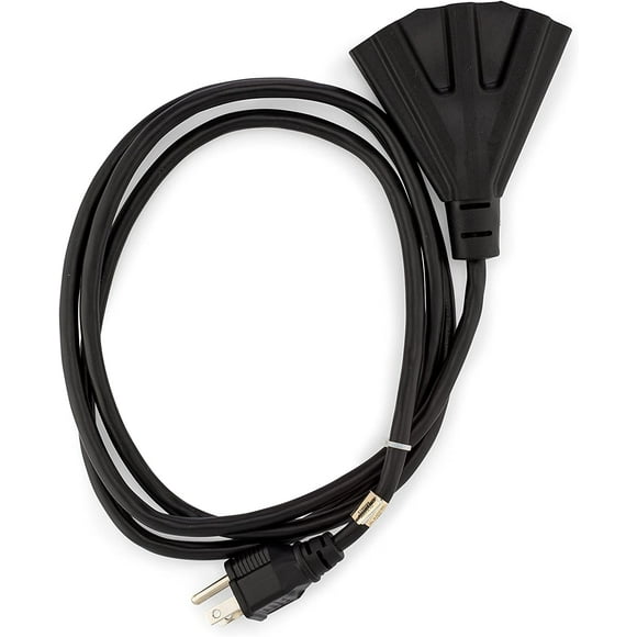 SHIQI-Holiday Lighting Outlet SJTW 16/3 Indoor Outdoor Extension Cord, 3 Outlets, 3 Prong, UL Listed (6', Black)
