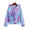 thumbnail image 5 of Arshiner Girl's 2 Piece Outfits Tie-dye Twist Front Pullover Hooded Sweatshirt and Sweatpants Clothing Set, 5 of 7
