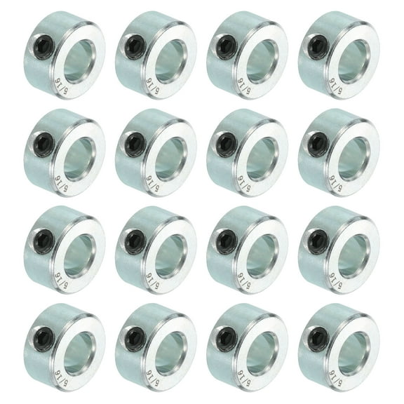 16pcs Set Screw Collars 5/16" Bore Carbon Steel Shaft Collars, 5/8" OD, 5/16" Width Lock Axle Collar Clamp