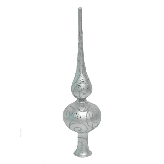 12" Silver Finial Topper with Silver Glitter