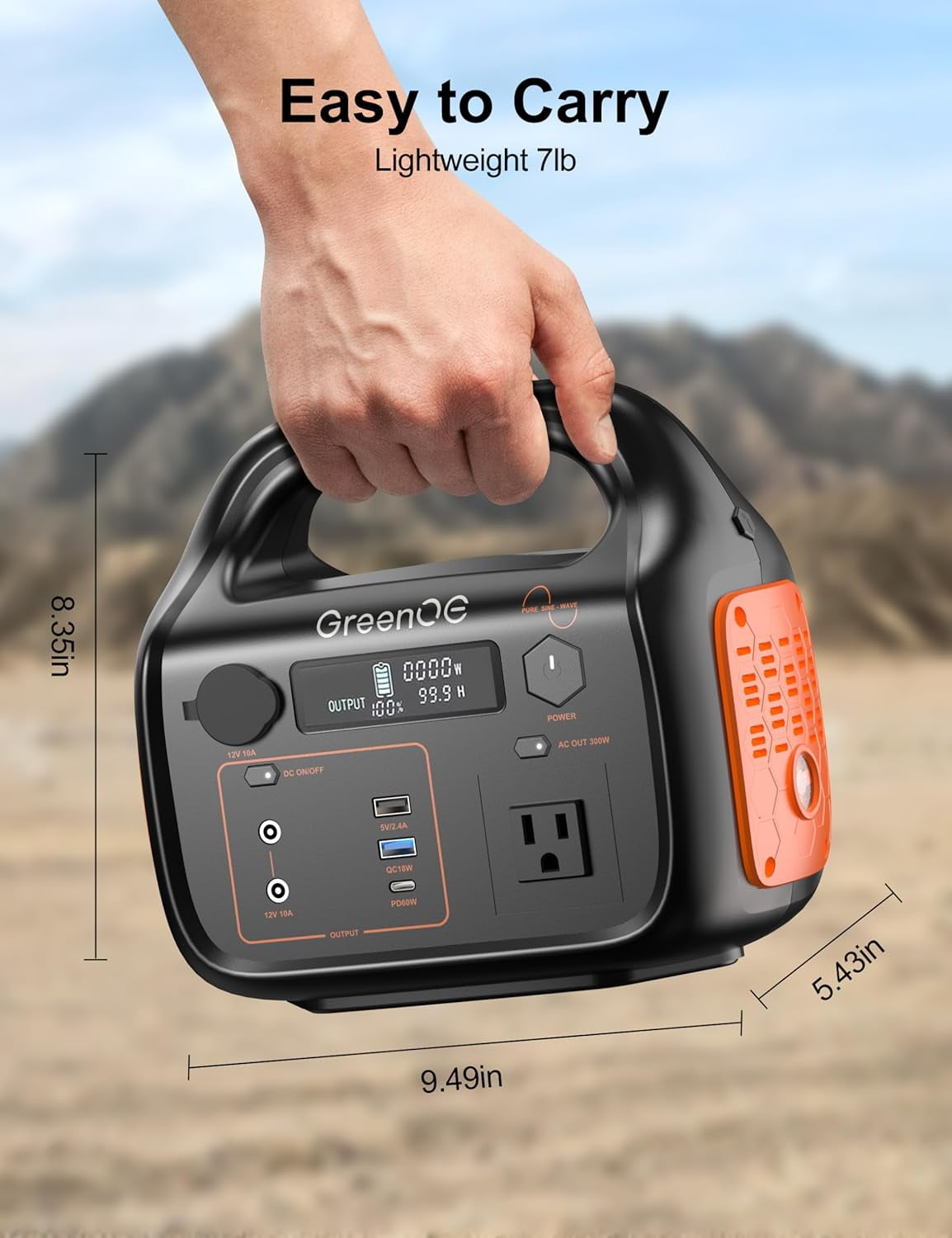 GreenOE Portable Power Station 600W 655Wh 11 Ports Camping Power Bank for Outdoors Home LED Lithium Battery Backup with USB-C Solar generator with 120V Pure Sine Wave AC Outlet
