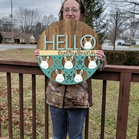 

Welcome Sign for Front Door Coastal Welcome Spring Door Sign Decoration Easter Bunny Wooden Ornament Flat Printing Front Door Decoration Easter Decoration