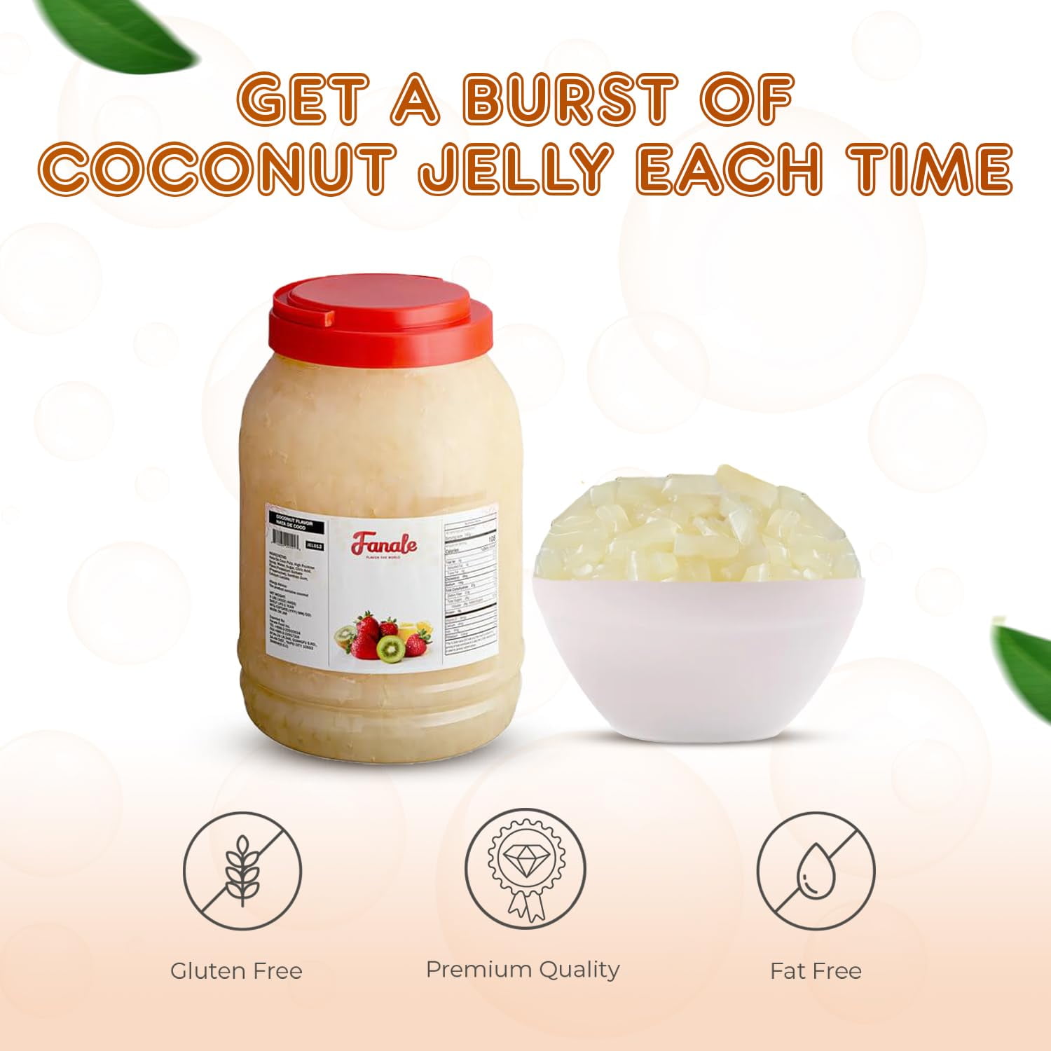 Fanale Coconut Jelly Topping nata de Coco for Boba Tea Desserts Coconut, | 8.3 pound | (Pack of 4)
