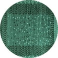 thumbnail image 1 of Ahgly Company Machine Washable Indoor Round Abstract Turquoise Blue Modern Area Rugs, 6' Round, 1 of 4