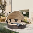 OverPatio Wicker Daybed, Round Wicker Sectional Sofa Set for Outdoor